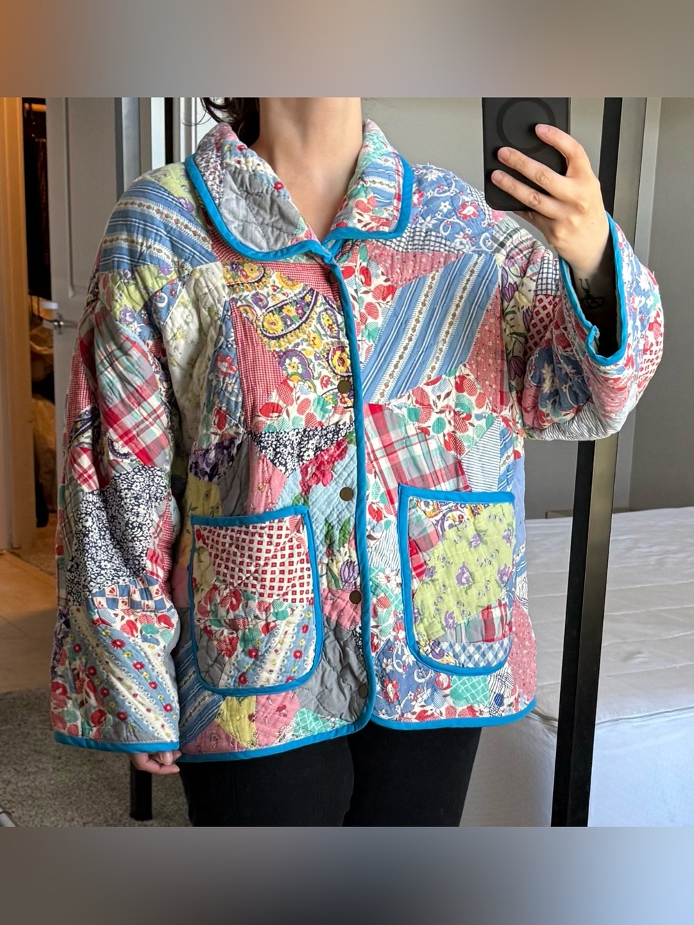 Handmade Antique Feedsack Quilt Jacket